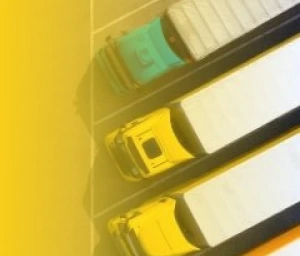 top view of trucks parked